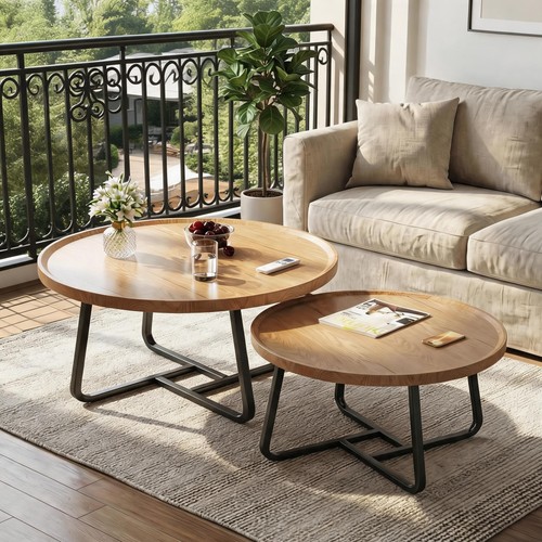 Round coffee table set 2 - coffee,