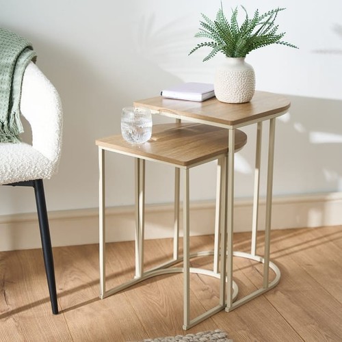 Oak effect nesting tables set - effect,
