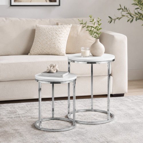 White high gloss round - white,