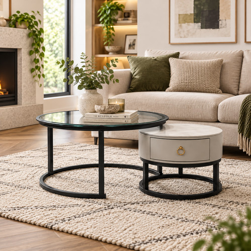 Round nesting coffee tables - round,