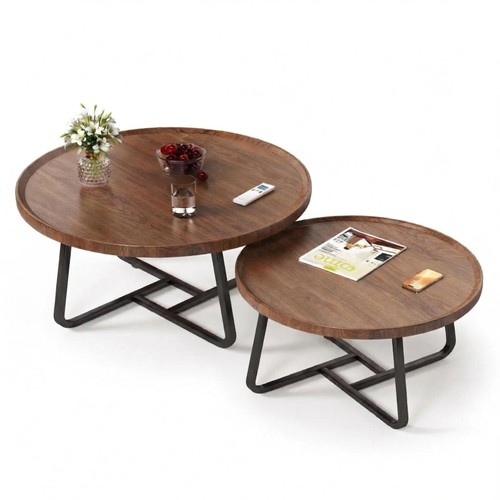Round coffee table set 2 - coffee,