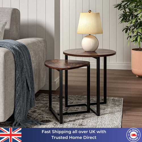 Nest tables set brown - of, metal