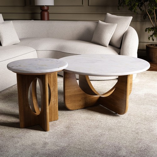 Round marble and - round, wood