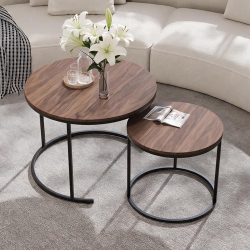 Round nesting coffee table set - coffee,