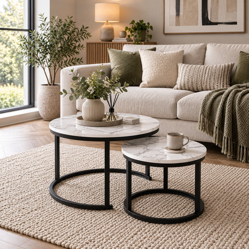 Round nesting coffee - coffee, tables