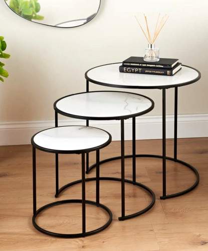 Round nesting tables set - tables, black